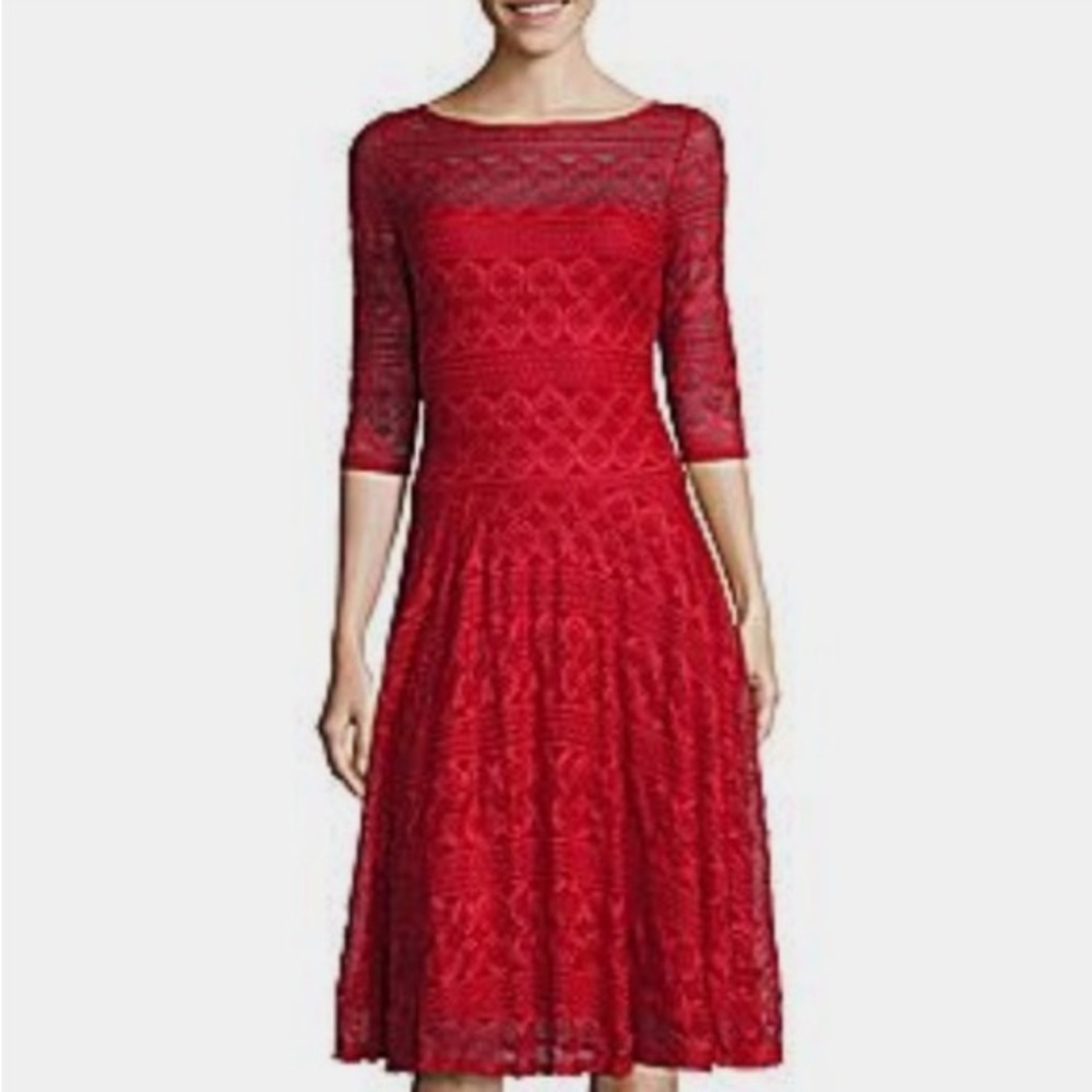 Signature by Sangria Red Midi Dress with Elegant Design